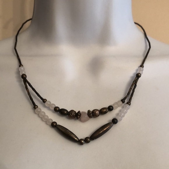 Vintage liquid sterling silver chain and natural gemstones southwestern necklace - Picture 2 of 5